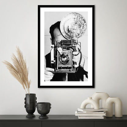 Old Vintage Camera Retro Photography Black and White Art Photography Prints, Framed Art Print White Border Wall Decor