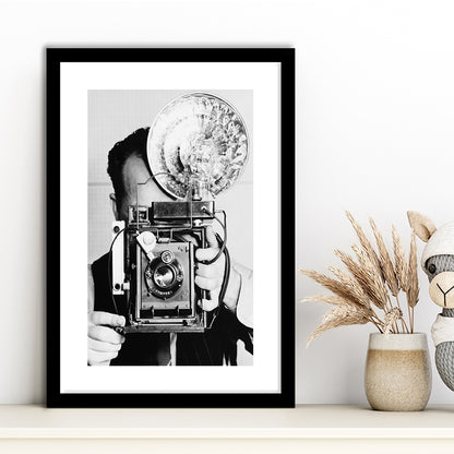 Old Vintage Camera Retro Photography Black and White Art Photography Prints, Framed Art Print White Border Wall Decor