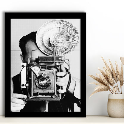 Old Vintage Camera Retro Photography Black and White Art Photography Prints, Framed Art Print Wall Decor