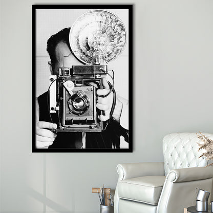 Old Vintage Camera Retro Photography Black and White Art Photography Prints, Framed Art Print Wall Decor
