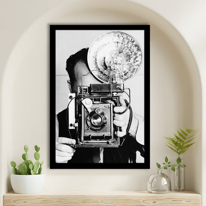 Old Vintage Camera Retro Photography Black and White Art Photography Prints, Framed Art Print Wall Decor