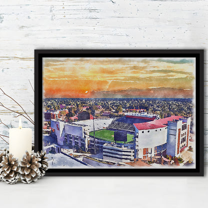 Ole Miss Rebels, Vaught Hemingway Painting Stadium Watercolor, Sport Gift Art, Framed Canvas Print Wall Art