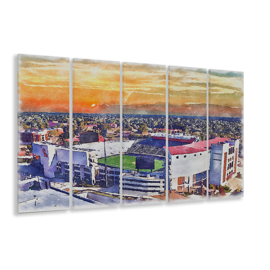 Ole Miss Rebels, Vaught Hemingway Painting Stadium Watercolor, Sport Art, Extra Large Canvas Print Wall Art