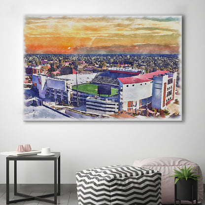 Ole Miss Rebels, Vaught Hemingway Painting Stadium Watercolor, Sport Art, Gifts for him, Canvas Print Wall Art