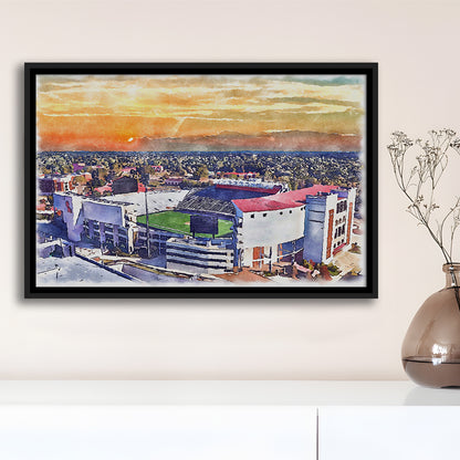 Ole Miss Rebels, Vaught Hemingway Painting Stadium Watercolor, Sport Gift Art, Framed Canvas Print Wall Art