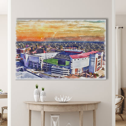 Ole Miss Rebels, Vaught Hemingway Painting Stadium Watercolor, Sport Art, Gifts for him, Canvas Print Wall Art