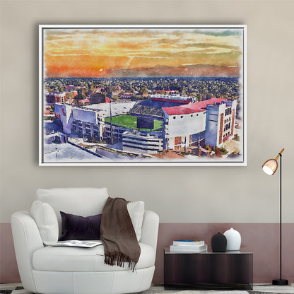 Ole Miss Rebels, Vaught Hemingway Painting Stadium Watercolor, Sport Gift Art, Framed Canvas Print Wall Art