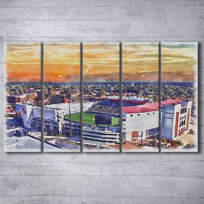 Ole Miss Rebels, Vaught Hemingway Painting Stadium Watercolor, Sport Art, Extra Large Canvas Print Wall Art