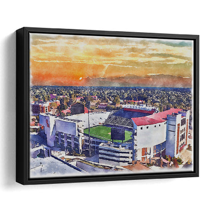 Ole Miss Rebels, Vaught Hemingway Painting Stadium Watercolor, Sport Gift Art, Framed Canvas Print Wall Art