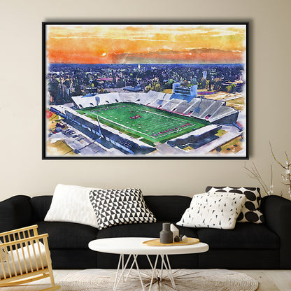 Oliver C Dawson Painting Stadium Watercolor, Orangeburg South Carolina, Sport Gift Art, Framed Canvas Print Wall Art
