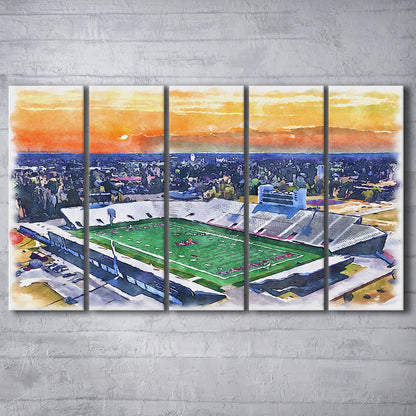 Oliver C Dawson Painting Stadium Watercolor, Orangeburg South Carolina, Sport Art, Extra Large Canvas Print Wall Art
