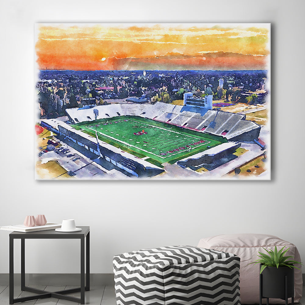 Oliver C Dawson Painting Stadium Watercolor, Orangeburg South Carolina, Sport Art, Gifts for him, Canvas Print Wall Art