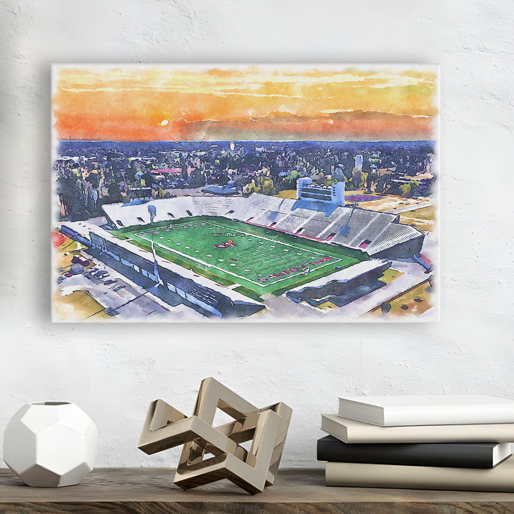 Oliver C Dawson Painting Stadium Watercolor, Orangeburg South Carolina, Sport Art, Gifts for him, Canvas Print Wall Art