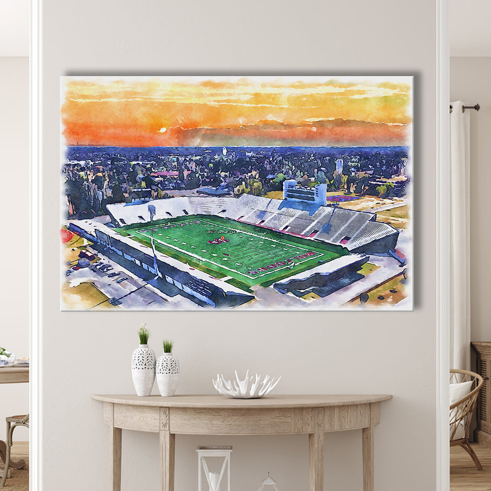 Oliver C Dawson Painting Stadium Watercolor, Orangeburg South Carolina, Sport Art, Gifts for him, Canvas Print Wall Art