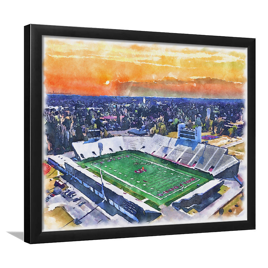 Oliver C Dawson Painting Stadium Watercolor, Orangeburg South Carolina, Sport Gift Art, Framed Art Print Wall Decor