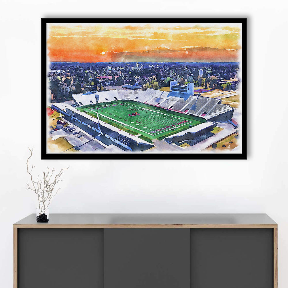 Oliver C Dawson Painting Stadium Watercolor, Orangeburg South Carolina, Sport Gift Art, Framed Art Print Wall Decor