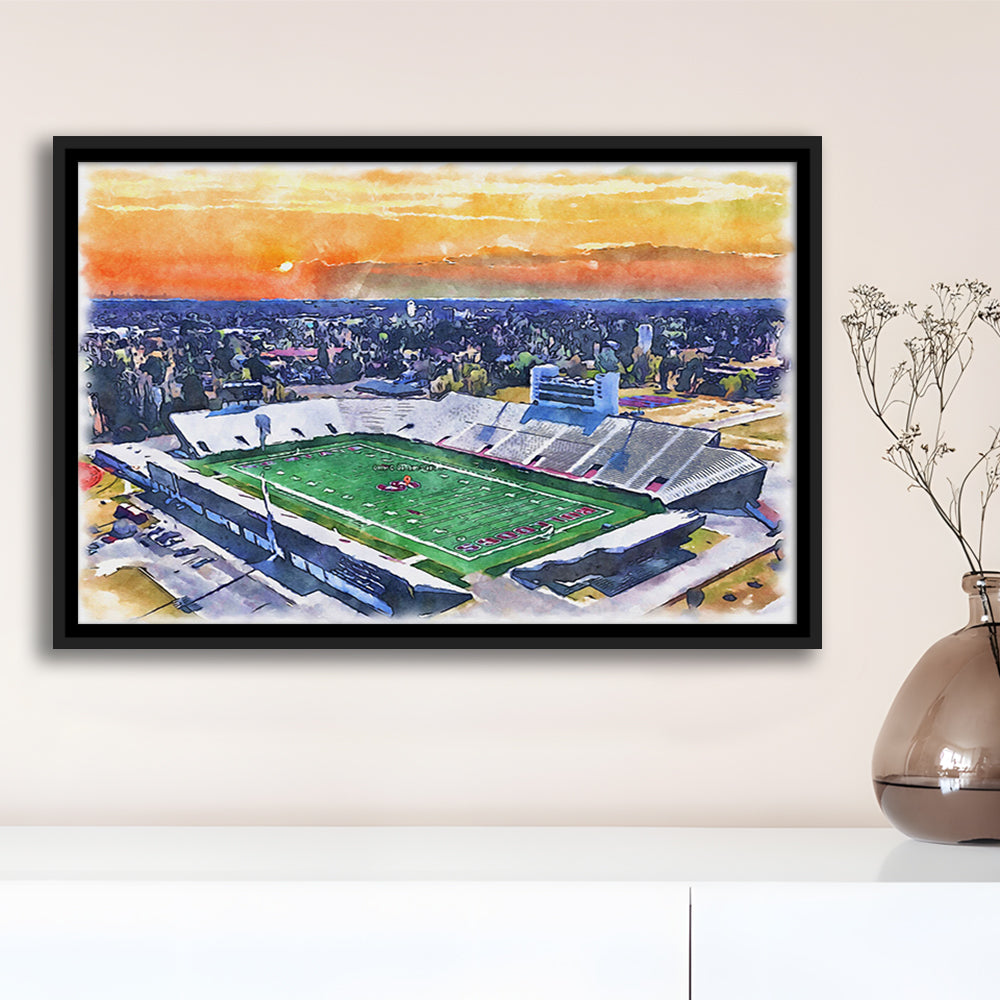 Oliver C Dawson Painting Stadium Watercolor, Orangeburg South Carolina, Sport Gift Art, Framed Canvas Print Wall Art