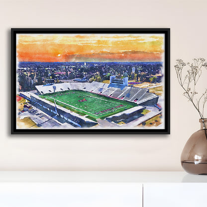 Oliver C Dawson Painting Stadium Watercolor, Orangeburg South Carolina, Sport Gift Art, Framed Canvas Print Wall Art