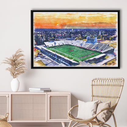 Oliver C Dawson Painting Stadium Watercolor, Orangeburg South Carolina, Sport Gift Art, Framed Canvas Print Wall Art