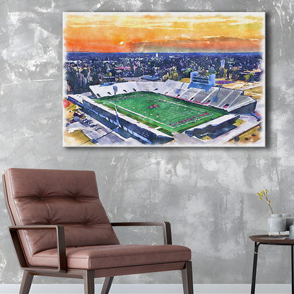 Oliver C Dawson Painting Stadium Watercolor, Orangeburg South Carolina, Sport Art, Gifts for him, Canvas Print Wall Art