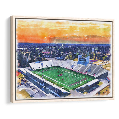 Oliver C Dawson Painting Stadium Watercolor, Orangeburg South Carolina, Sport Gift Art, Framed Canvas Print Wall Art