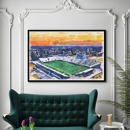 Oliver C Dawson Painting Stadium Watercolor, Orangeburg South Carolina, Sport Gift Art, Framed Art Print Wall Decor