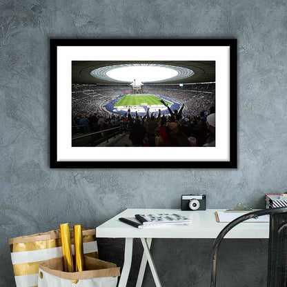 Olympia Stadion Berlin, Stadium Canvas, Sport Art, Gift for him, White Border Framed Art Print Wall Decor