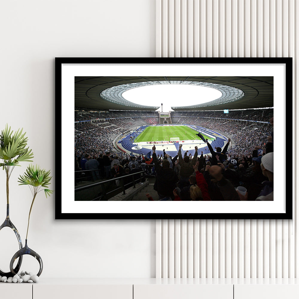 Olympia Stadion Berlin, Stadium Canvas, Sport Art, Gift for him, White Border Framed Art Print Wall Decor