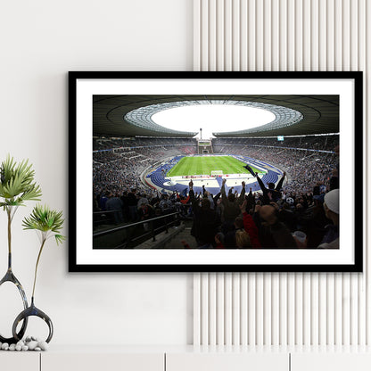 Olympia Stadion Berlin, Stadium Canvas, Sport Art, Gift for him, White Border Framed Art Print Wall Decor