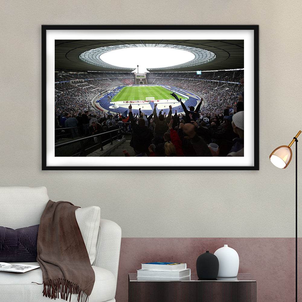 Olympia Stadion Berlin, Stadium Canvas, Sport Art, Gift for him, White Border Framed Art Print Wall Decor