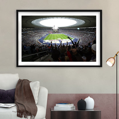 Olympia Stadion Berlin, Stadium Canvas, Sport Art, Gift for him, White Border Framed Art Print Wall Decor