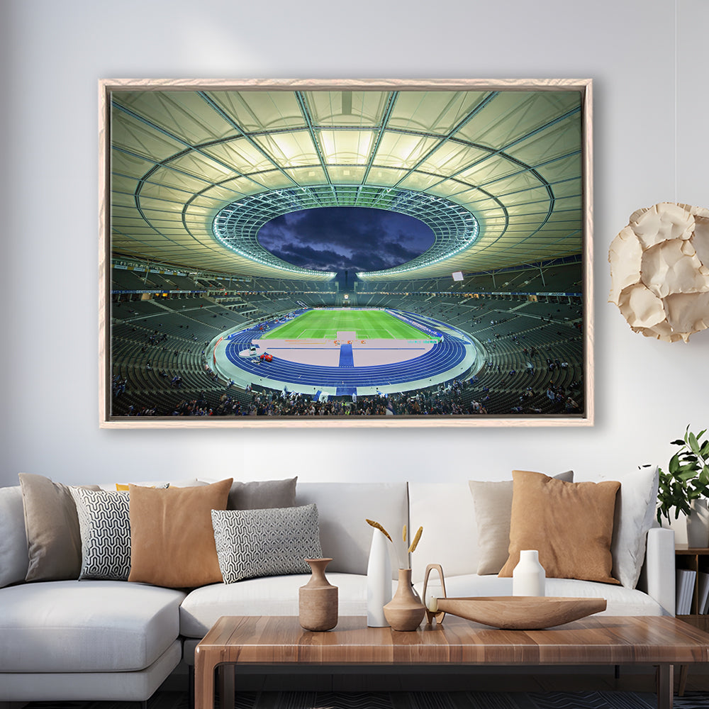 Olympiastadion Stadium in Berlin, Stadium Canvas, Sport Art, Fan Gifts, Framed Canvas Print Wall Art, Floating Frame