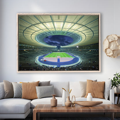 Olympiastadion Stadium in Berlin, Stadium Canvas, Sport Art, Fan Gifts, Framed Canvas Print Wall Art, Floating Frame