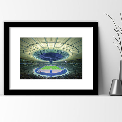 Olympiastadion Stadium in Berlin, Stadium Canvas, Sport Art, Fan Gifts, White Border Framed Art Print Wall Decor
