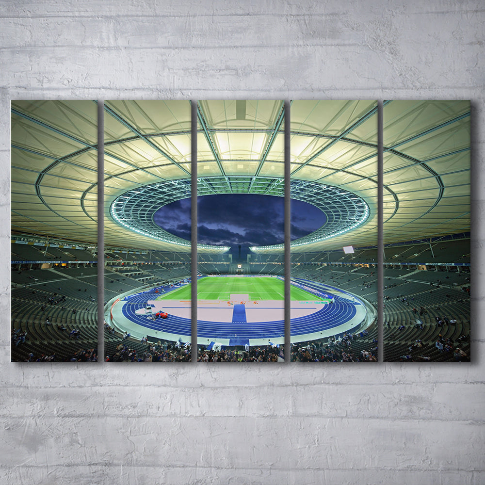 Olympiastadion Stadium in Berlin, Stadium Canvas, Fan Gifts, 5 Panel B, Extra Large Canvas, Canvas Print Wall Art