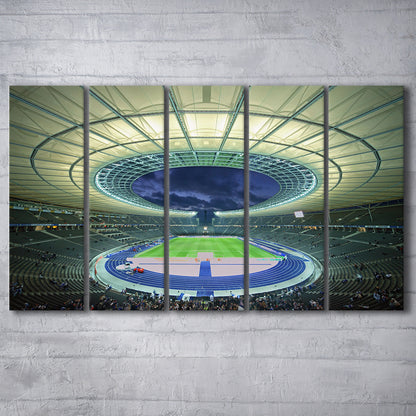Olympiastadion Stadium in Berlin, Stadium Canvas, Fan Gifts, 5 Panel B, Extra Large Canvas, Canvas Print Wall Art