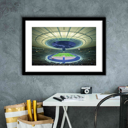 Olympiastadion Stadium in Berlin, Stadium Canvas, Sport Art, Fan Gifts, White Border Framed Art Print Wall Decor