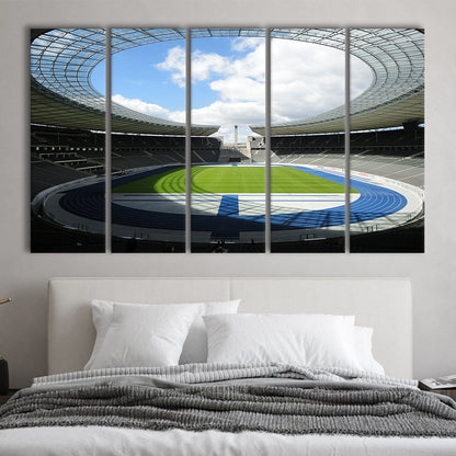 Olympiastadion Stadium in Berlin, Stadium Canvas, Sport Art, 5 Panel B, Extra Large Canvas, Canvas Print Wall Art