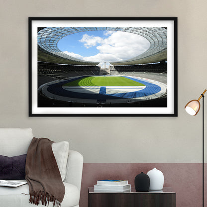 Olympiastadion Stadium in Berlin, Stadium Canvas, Sport Art, Gift for him, White Border Framed Art Print Wall Decor