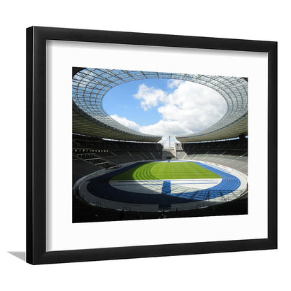 Olympiastadion Stadium in Berlin, Stadium Canvas, Sport Art, Gift for him, White Border Framed Art Print Wall Decor