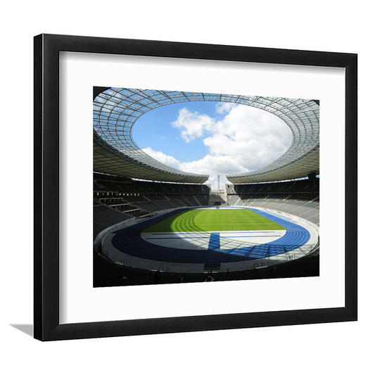 Olympiastadion Stadium in Berlin, Stadium Canvas, Sport Art, Gift for him, White Border Framed Art Print Wall Decor