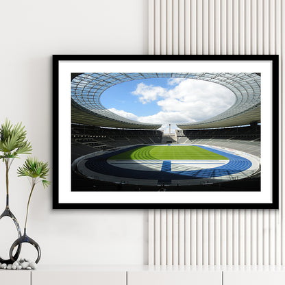 Olympiastadion Stadium in Berlin, Stadium Canvas, Sport Art, Gift for him, White Border Framed Art Print Wall Decor