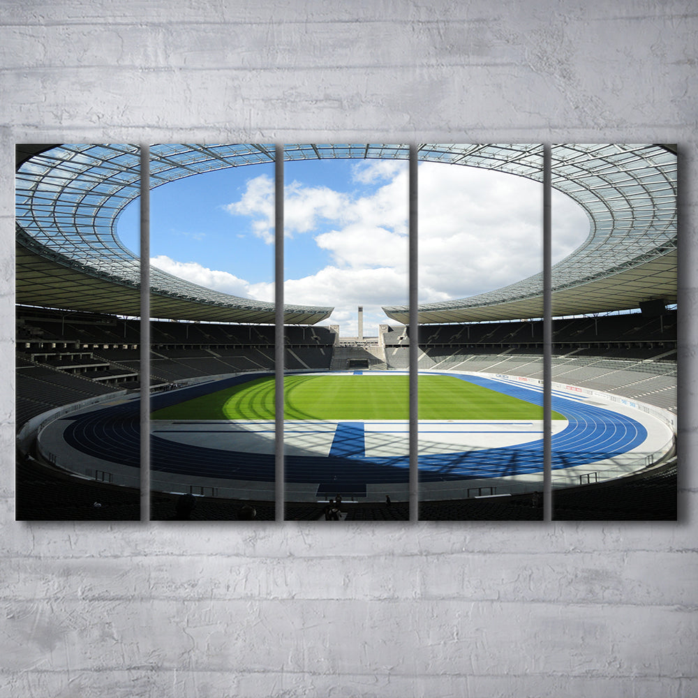 Olympiastadion Stadium in Berlin, Stadium Canvas, Sport Art, 5 Panel B, Extra Large Canvas, Canvas Print Wall Art