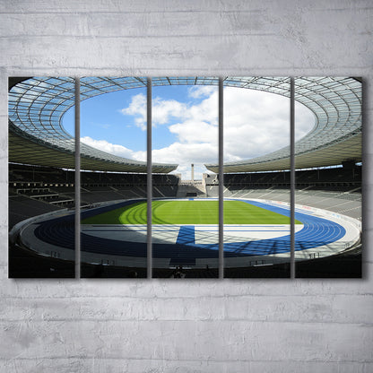 Olympiastadion Stadium in Berlin, Stadium Canvas, Sport Art, 5 Panel B, Extra Large Canvas, Canvas Print Wall Art