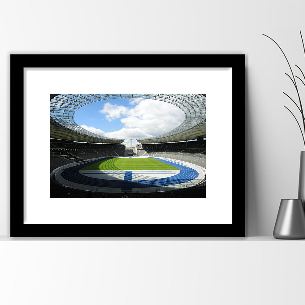 Olympiastadion Stadium in Berlin, Stadium Canvas, Sport Art, Gift for him, White Border Framed Art Print Wall Decor