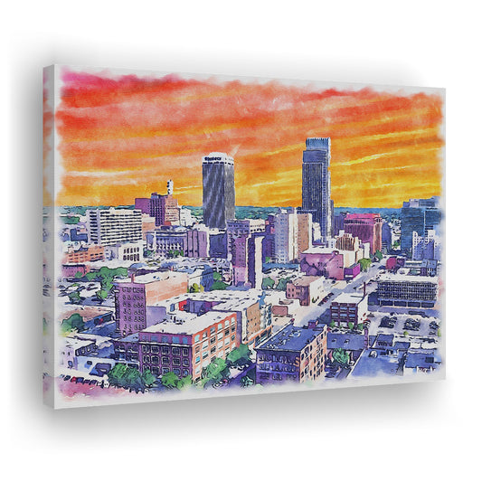 Omaha Painting Watercolor Painting Canvas, Omaha Nebraska, Sport Art, Gifts for him, Canvas Print Wall Art