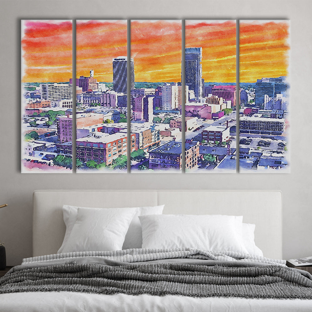Omaha Painting Watercolor Painting Canvas, Omaha Nebraska, Sport Art, Extra Large Canvas Print Wall Art