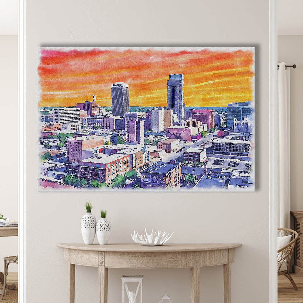 Omaha Painting Watercolor Painting Canvas, Omaha Nebraska, Sport Art, Gifts for him, Canvas Print Wall Art
