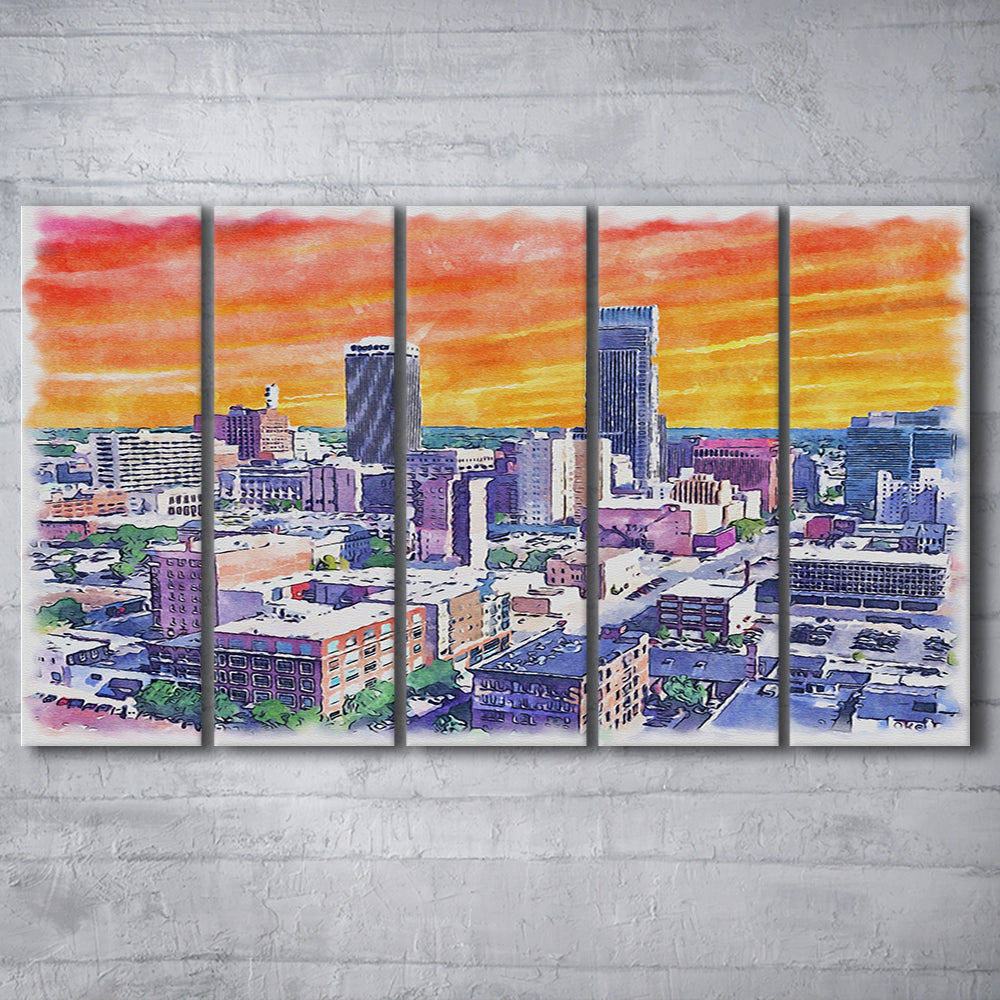 Omaha Painting Watercolor Painting Canvas, Omaha Nebraska, Sport Art, Extra Large Canvas Print Wall Art