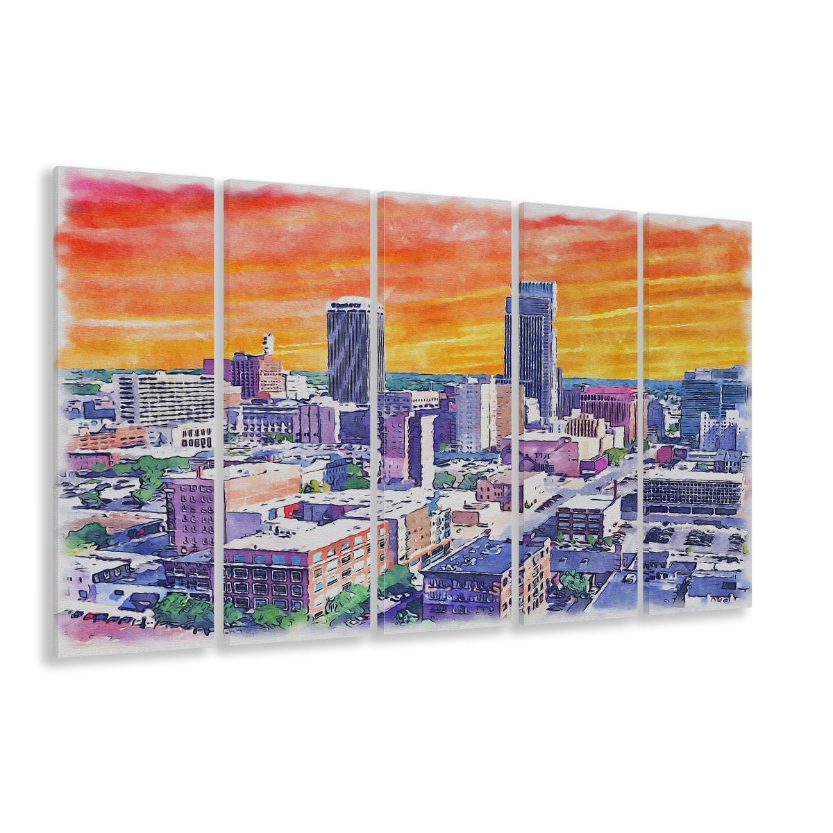 Omaha Painting Watercolor Painting Canvas, Omaha Nebraska, Sport Art, Extra Large Canvas Print Wall Art